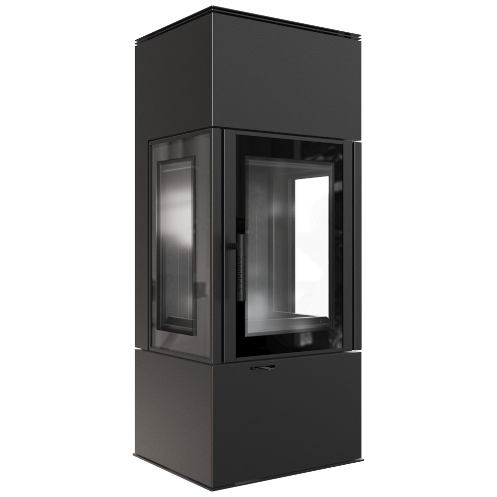 Estufa de leña de acero THOR VIEW Ø 150 8 kW revestimiento thermotec negro