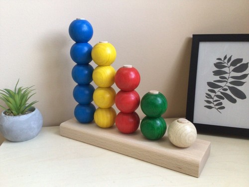 Wooden logistic toy Colored Balls, Montessori 15 pcs set, Ukrainian Hand Made - Picture 2 of 5