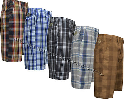 Neu Herren 100 % Baumwolle Designer Freizeit Karo Shorts Hose Sommer W30'' - W40''