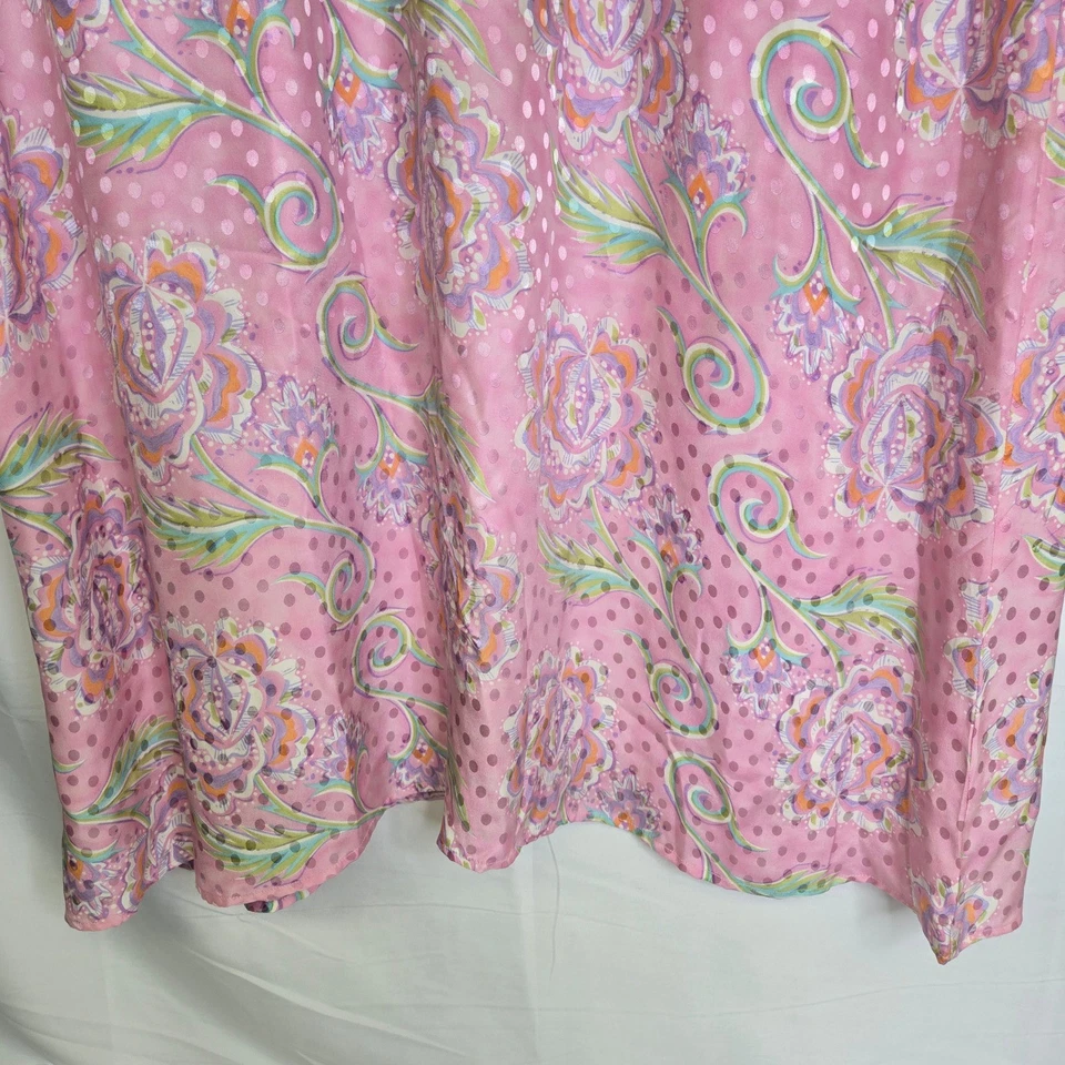 复古 Bob Mackie 可穿戴艺术丝绸花卉裙,粉色,女式 3X 码 — 第 4/4 张图片