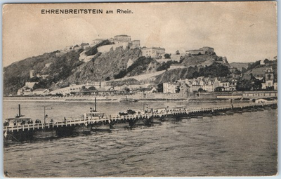 #ad #ad c1925 Ehrenbreitstein Germany Schiffbrucke Pontoon Bridge Rhine Fortress Koblenz $34.99