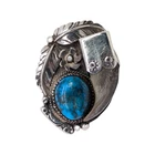 VINTAGE NATIVE AMERICAN STERLING SILVER TURQUOISE CLAW LARGE RING SIZE 8 #7866