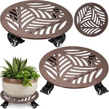 2-Pack Large Metal Plant Caddy with Wheels 13 Inches Heavy-duty Rolling Plant...
