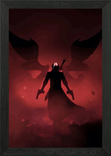 Gerahmtes Wandbild Silhouette eines Mannes mit Waffen Poster Leinwanddruck Bild