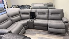 SCS Grey Suede Electric Recliner Corner Sofa With Cupholder And Storage