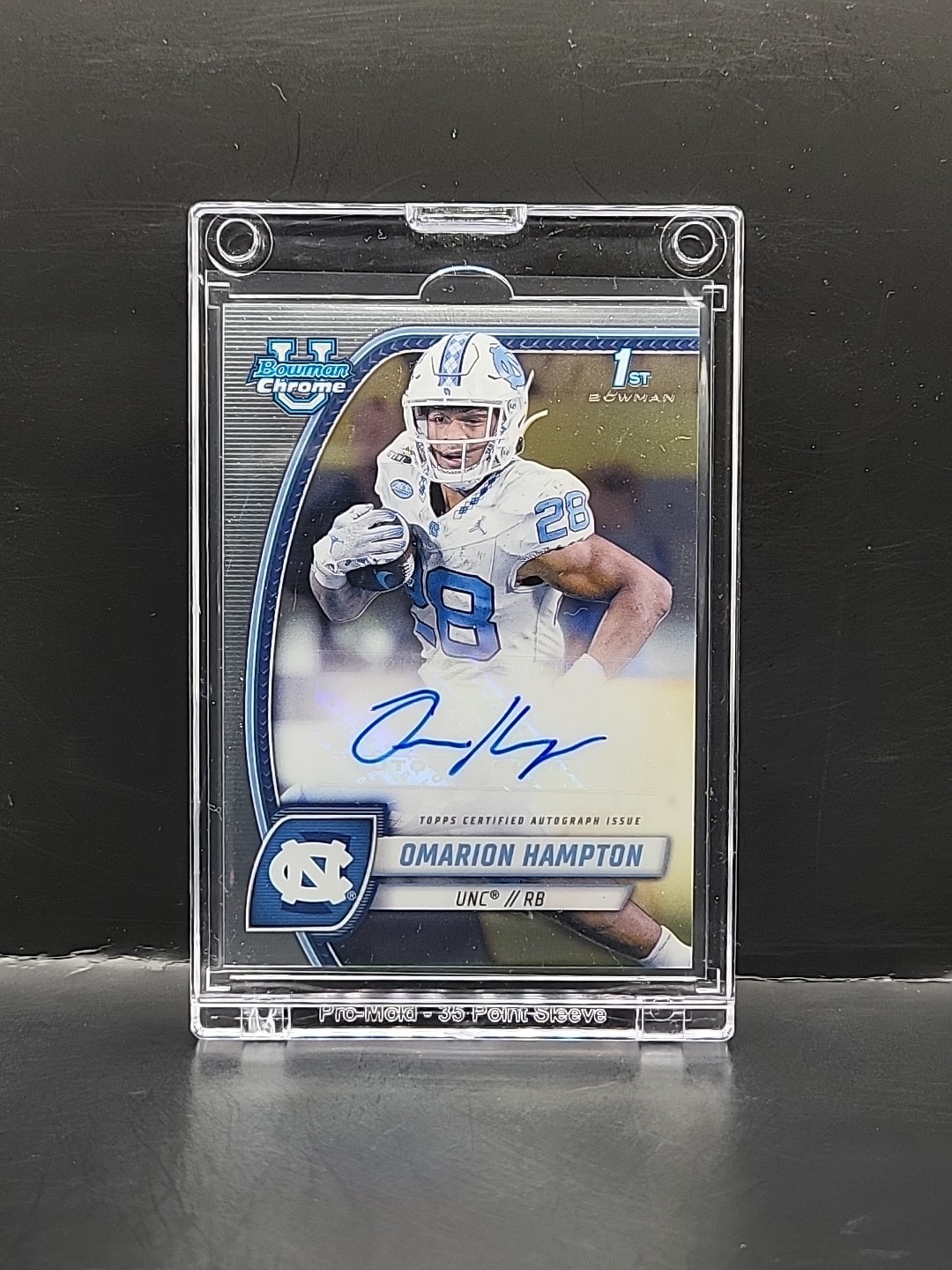 2024 Bowman U University Chrome #PA-OHA Omarion Hampton Rookie Auto 1st Bowman
