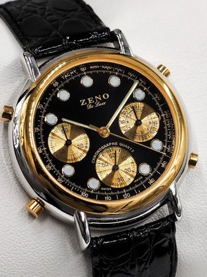 Men's Zeno Watch Chronograph Watch Basel De Luxe, Swiss Made Quartz. Brand New