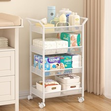 Baby Diaper Caddy Cart, 4-Tier Diaper Caddy Organizer and Storage, Rolling