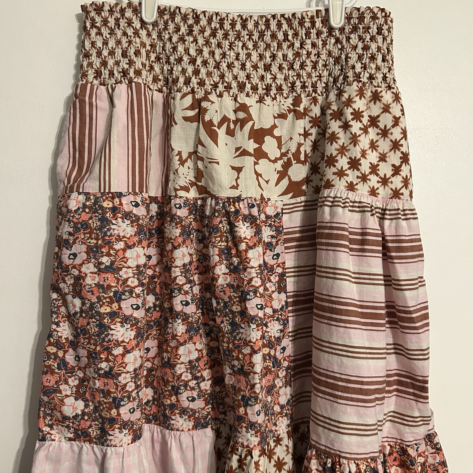 Universal Thread Patchwork ALine Skirt Pink Brown… - image 1