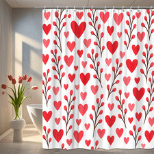 Charming Red Hearts Shower Curtain for Cute Bathroom Decor