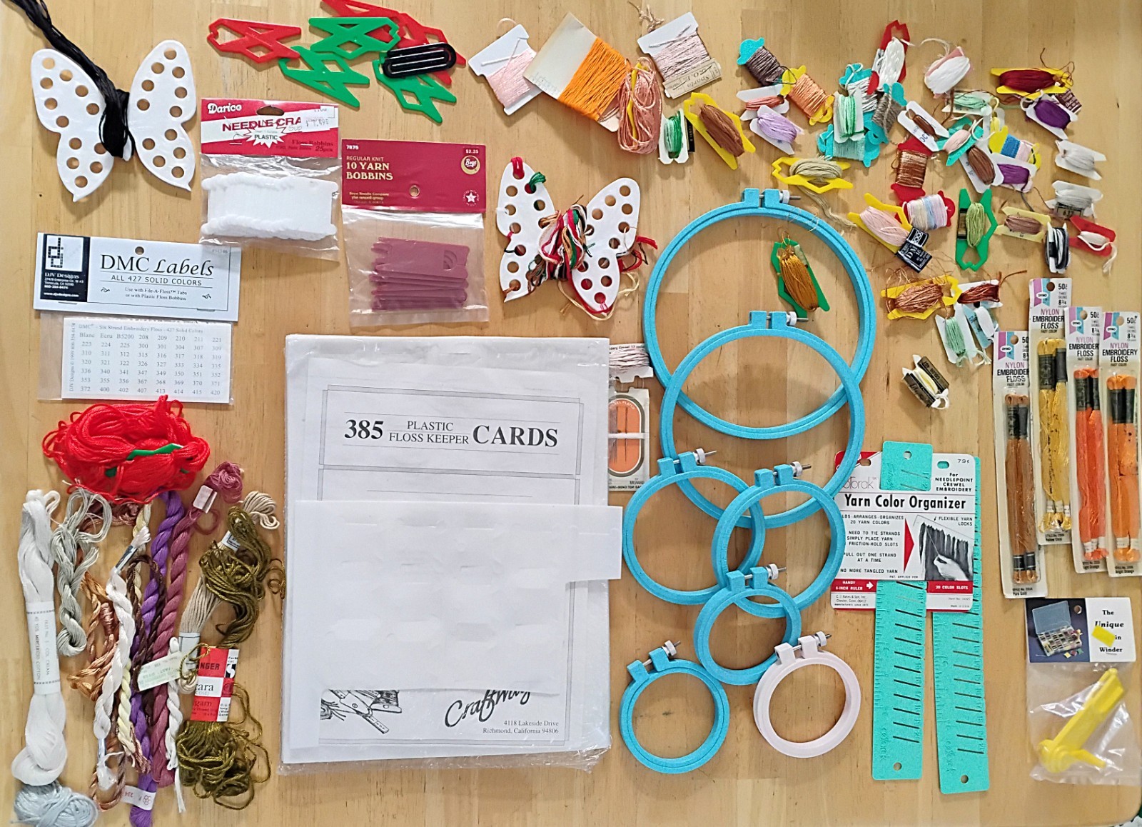 Supplies Lot Hoops Floss Winder Bobbins Over 50 Items