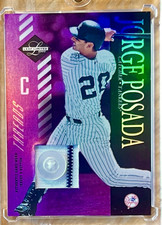 JORGE POSADA 2003 Leaf Limited - GAME-WORN Jersey &amp; Button SSP 4/6 #41 YANKEES