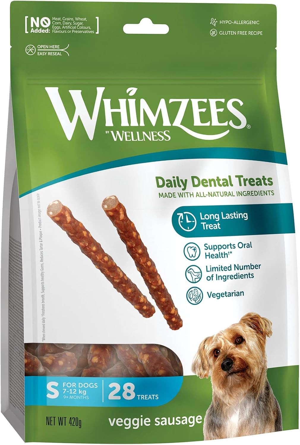 WHIMZEES Veggie Sausage Dog Dental Sticks Size S 28 Pieces Vegetarian - Image 4