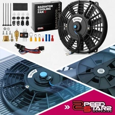 7" Universal Electric Cooling Fan 1000 CFM Thermostat Wiring Relay Switch Kit