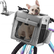Expandable Dog Bike Basket with Secure Mounting Bracket, Multi-Functional Foldab