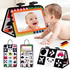 Baby Stoffbuch Spiegel Faltbar Sensorisches Stoffbuch Lernspielzeug 0-12 Monate