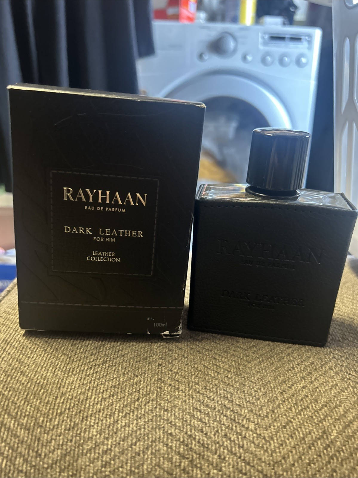 Rayhaan Dark Leather for Men Eau de Parfum Spray, 3.4 Ounce / 100 ml