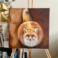 Classical Animal Painting Artwork Oil On Canvas Wildlife Fox ORIGINAL Fine Art