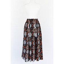 VTG Magic Womens Skirt Size M Black Orange Abstract Maxi Boho Indie Witchy 90s