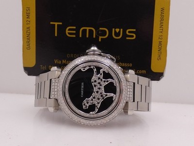 CARTIER PASHA C 1031 PROMENADE D'UNE PANTHÈRE DIAMONDS BEZEL & LUGS AUTOMATIK