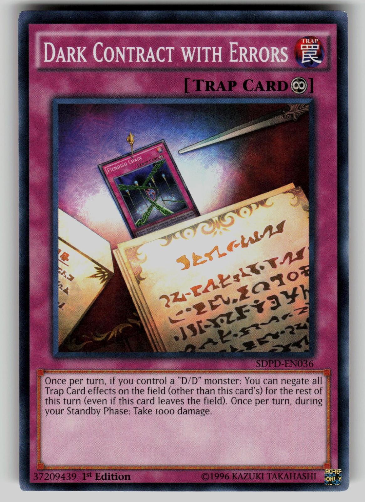 Dark Contract with Errors SDPD-EN036 Pendulum Domination Yu-Gi-Oh 1st Edition