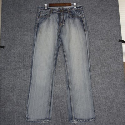 Carbon Black Mens Jeans 34x34 Straight Leg Light Wash Denim Pants Y2K Grunge
