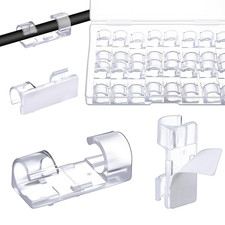 40 Pcs Clear Cable Clips, Adhesive Cable Clips Wire Holders under Desk Electric