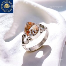 Pear Natural Oyster Turquoise Sterling Silver Statement Handcrafted Ring Jewelry