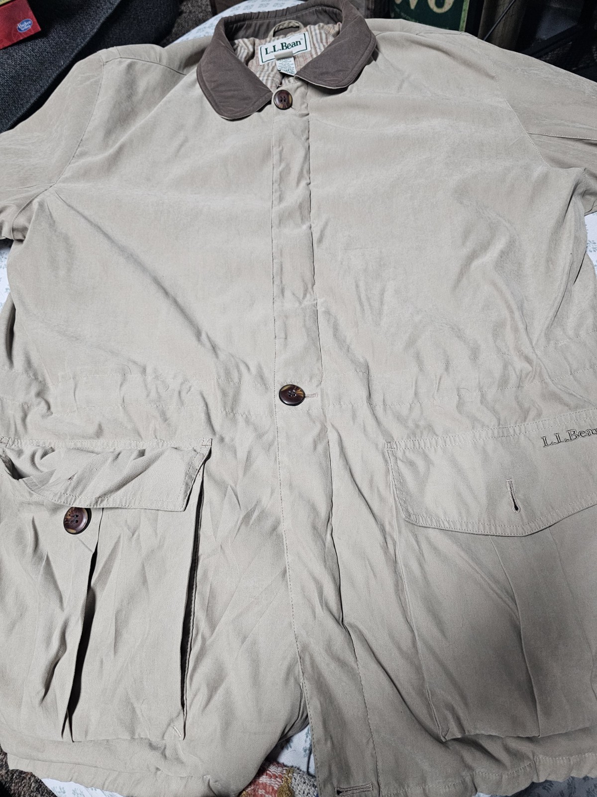 LL Bean Men's Beige Fleece Lined Zip Jacket