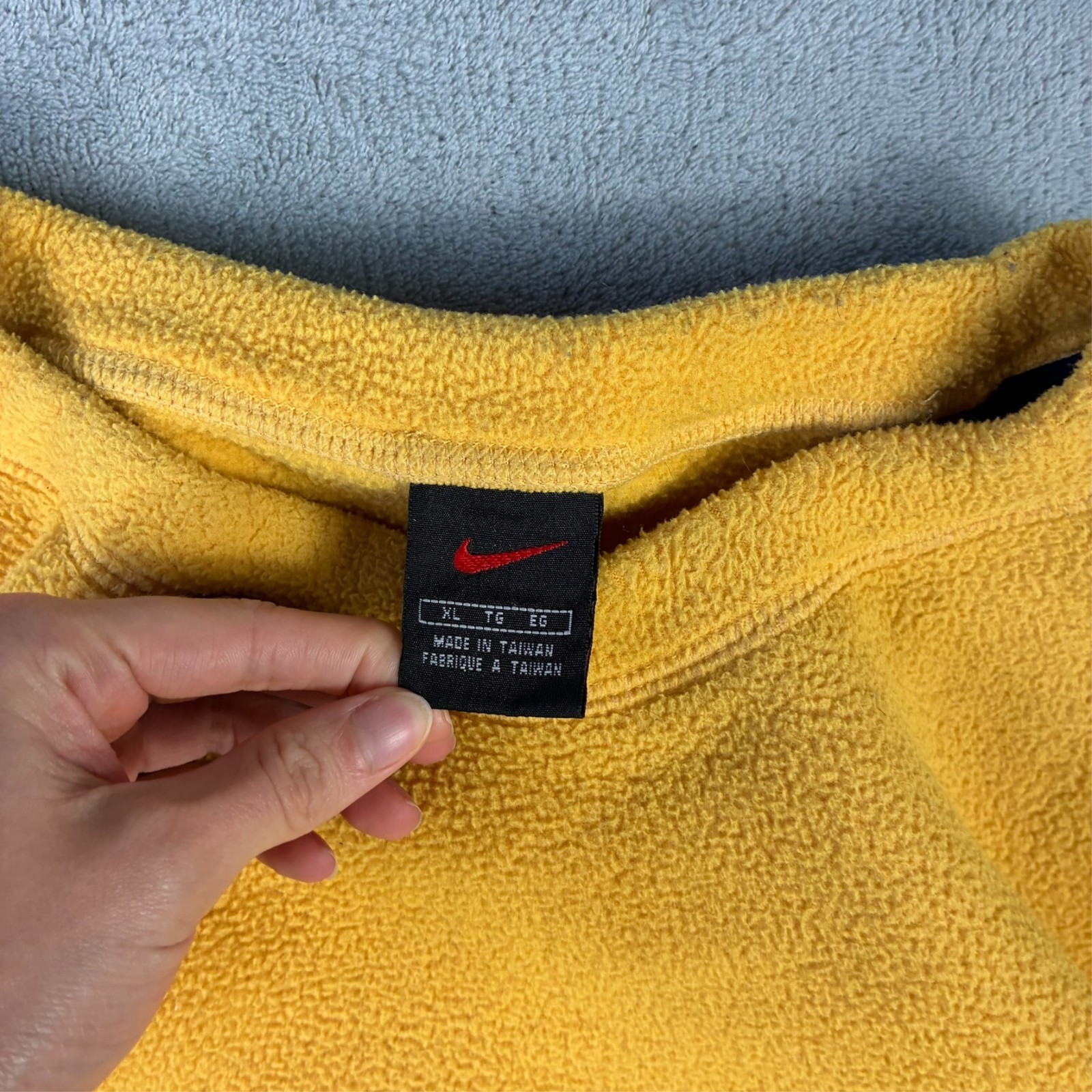 Vintage Nike 1990's Yellow Fleece Panel Swoosh Size XL Pullover Sweatshirt image 4