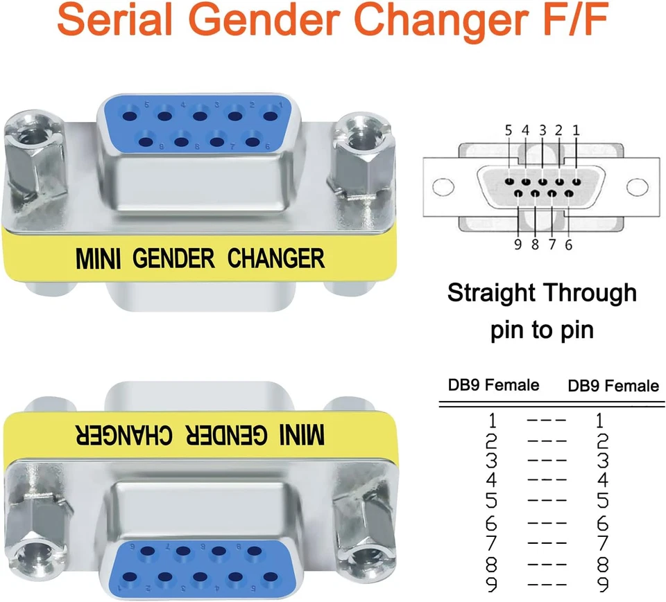 DTECH Serial Adapter 3-Pack (DB9 F-F, M-F, M-M), Mini Size RS232 Coupler, Female - Image 3 of 4
