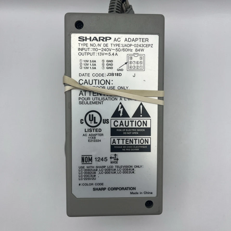 Sharp AC Adapter UADP-0243CEPZ 13V 5.4A Power Supply For LC-20 Series TVs Tested - Image 2 of 4