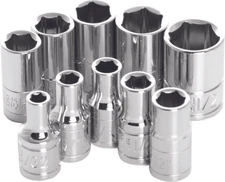 Performance Tools 10 Piece 1/4in. Drive 6pt Sae Socket Set Motorcycle W36002