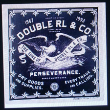 Bandana Double RL RRL Vtg Print Indigo Cotton Cowboy Western Hanky Biker Scarf