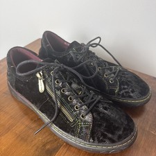 L  Artiste Spring Step Danli-cheeta Black Velvet Animal Print Zip Sneakers Sz 42