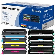 8PK High Yield TN229XL Toner DR229 Drum Unit For Brother HL-L3220CDW L3280CDW