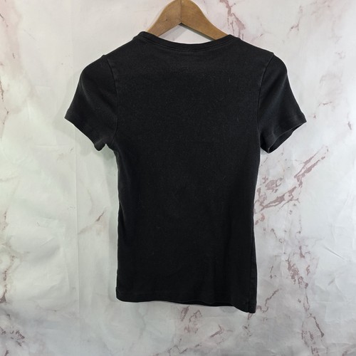 Norma Kamali T Shirt Womens XS Black Cat Tee Organic Cotton Short Sleeve Kitten - Picture 5 of 9