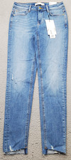 Zara Ankle Jeans Womens Size 2 Blue Denim Stretch Distressed Mid Rise Skinny Leg