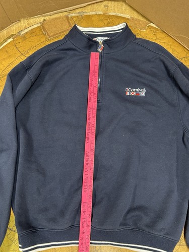 L/XL Carnival Cruise Men’s Quarter Zip Pullover Sweatshirt Navy Classic Casual - Picture 8 of 10