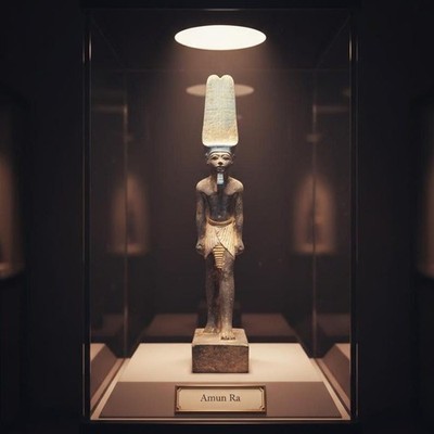Ancient Egyptian Authentic Hand-carved Amun-Ra Deity Statue Hieroglyphics B.C