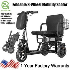 Dual Motor 700W 3-Wheel Foldable Electric Mobility Scooter 20 Milse 15mph 300LBS