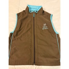 Sun Mountain Aero Vest Womens Large Brown Blue Towa Golf Resort Full Zip T50823