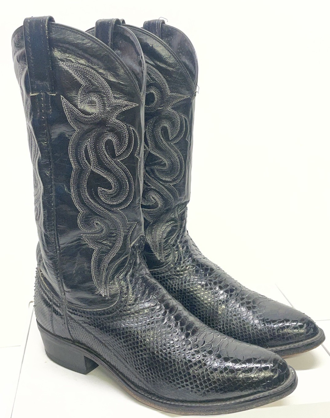 Dan Post Cowboy Boots Black Python Western Size 9… - image 1