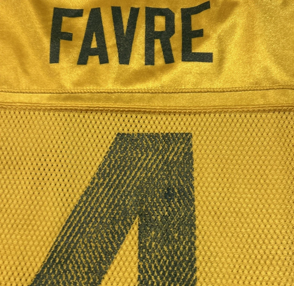 Camiseta Green Bay Packers Brett Favre Reebok para hombre talla grande dorada NFL Foto 3 de 4