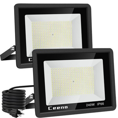 Ceena 2 Pack 240W Plug in LED Flood Light Outdoor, 24000lm Super Bright Flood...