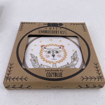 Handmade By Cozy Blue Lion Embroidery Kit New