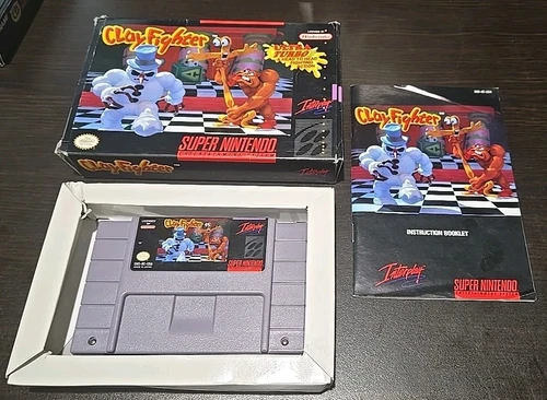Clay Fighter Super Nintendo SNES Cartridge 1993 CIB Game, Box & Manual