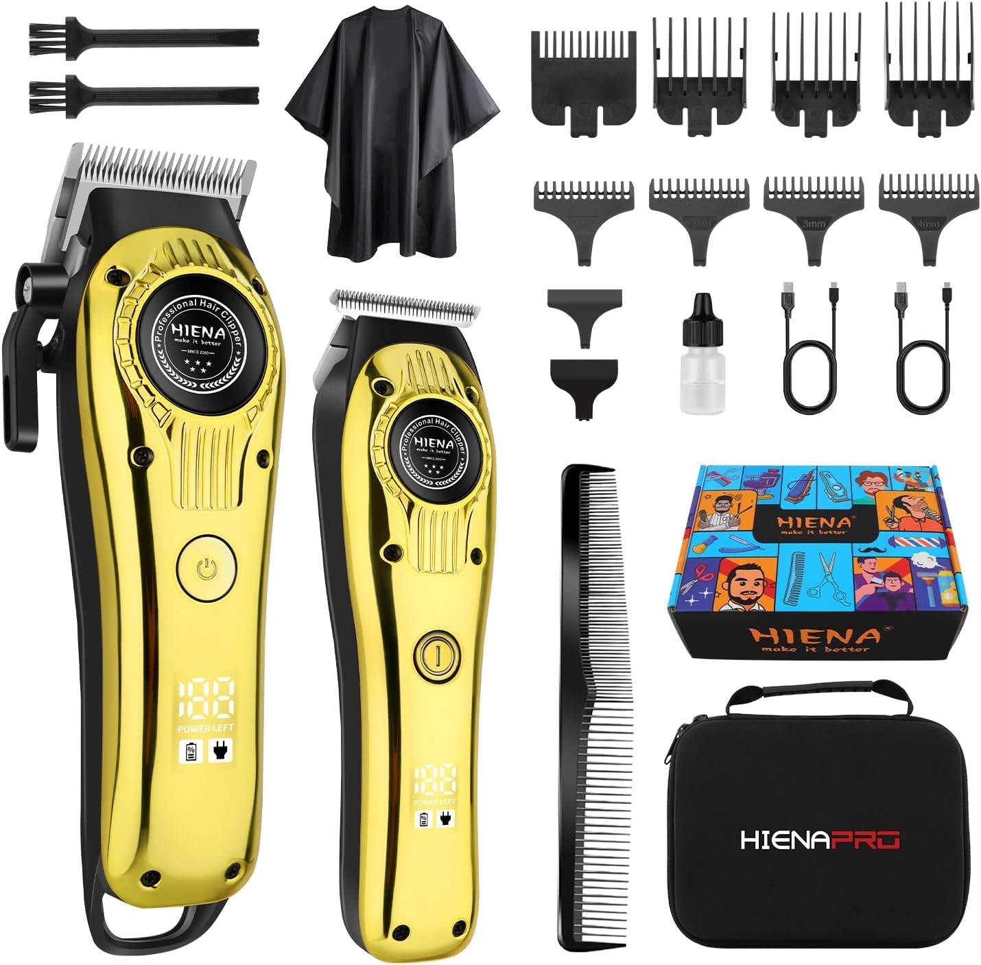 HIENA PRO Professional Hair Clippers Set for Men, Rechargeable Cordless Hair... 