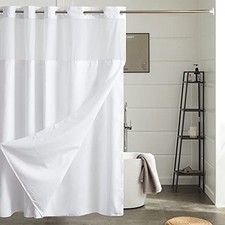 No Hooks Needed Waffle Shower Curtain with Fabric Snap in 71" x 96" White
