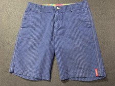 Tommy Bahama Relax Cotton Chino Shorts Men  s 36 Plaid Blue Golf Preppy Textured